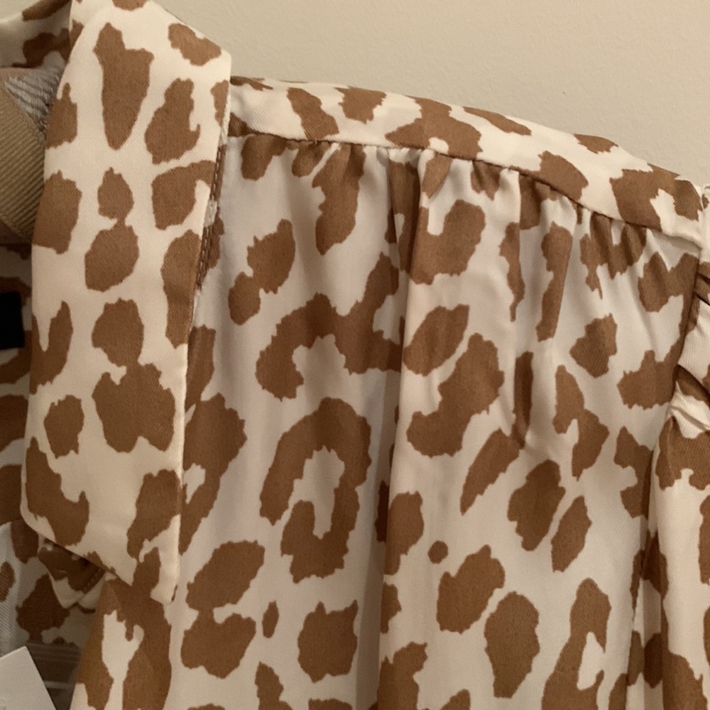 J CREW TIE-WAIST SHIRTDRESS BROWN CREAM LEOPARD PRINT LONG SILHOUETTE SIZE 8 - Picture 11 of 14